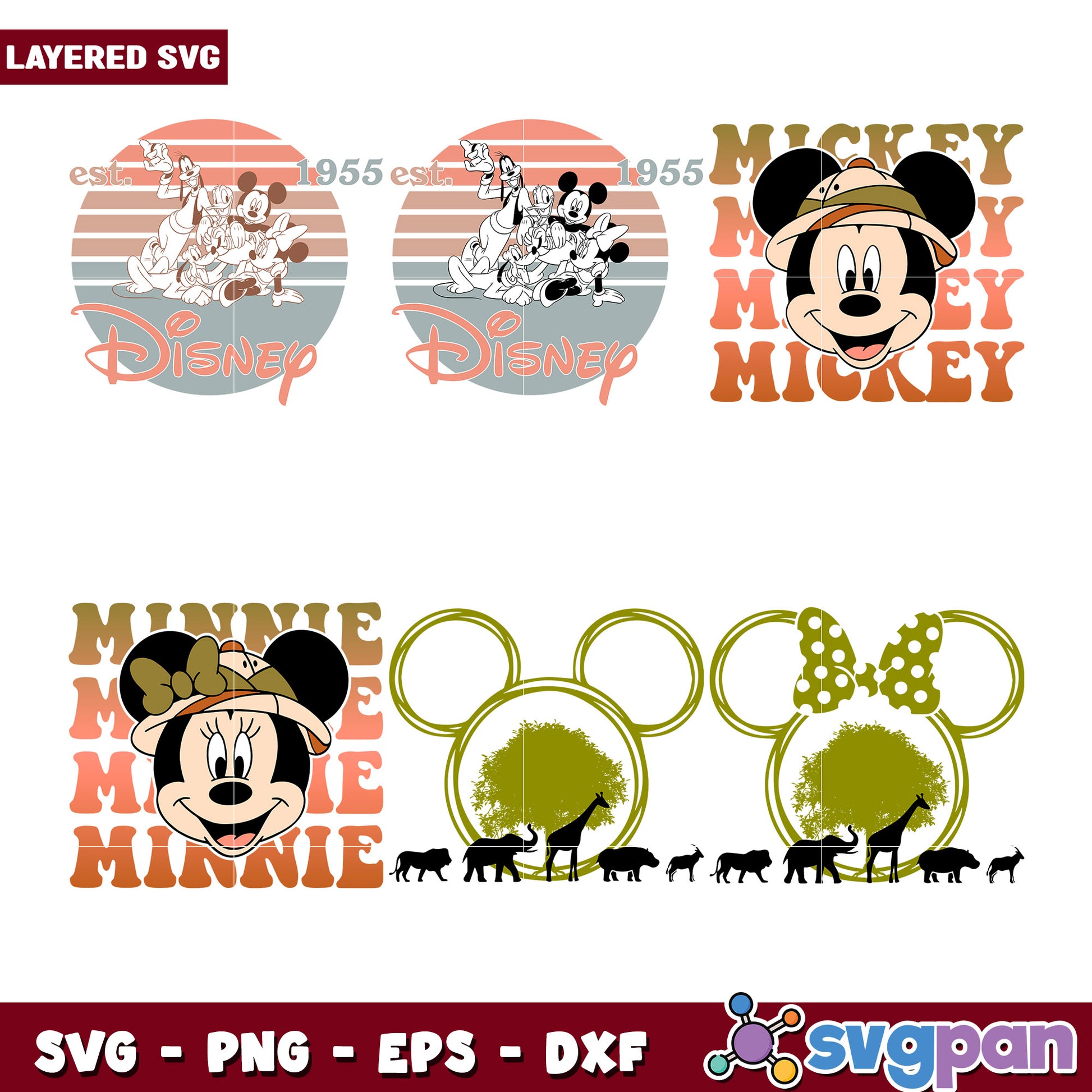 Disney Safari Mickey Minnie SVG Bundle