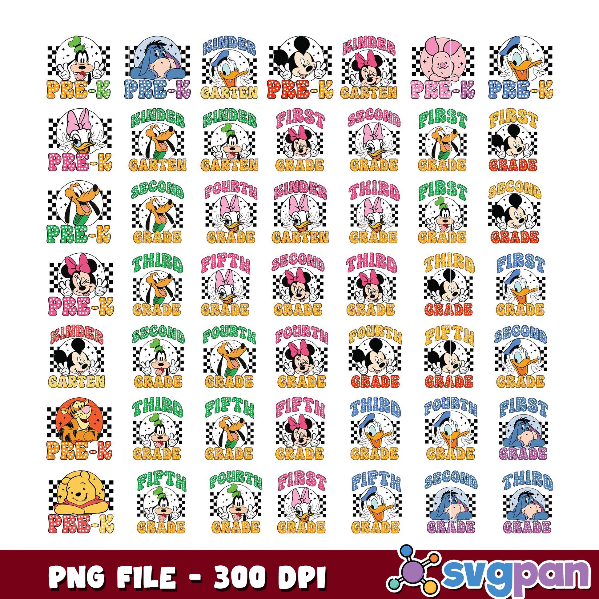 Disney School Grades PNG Bundle