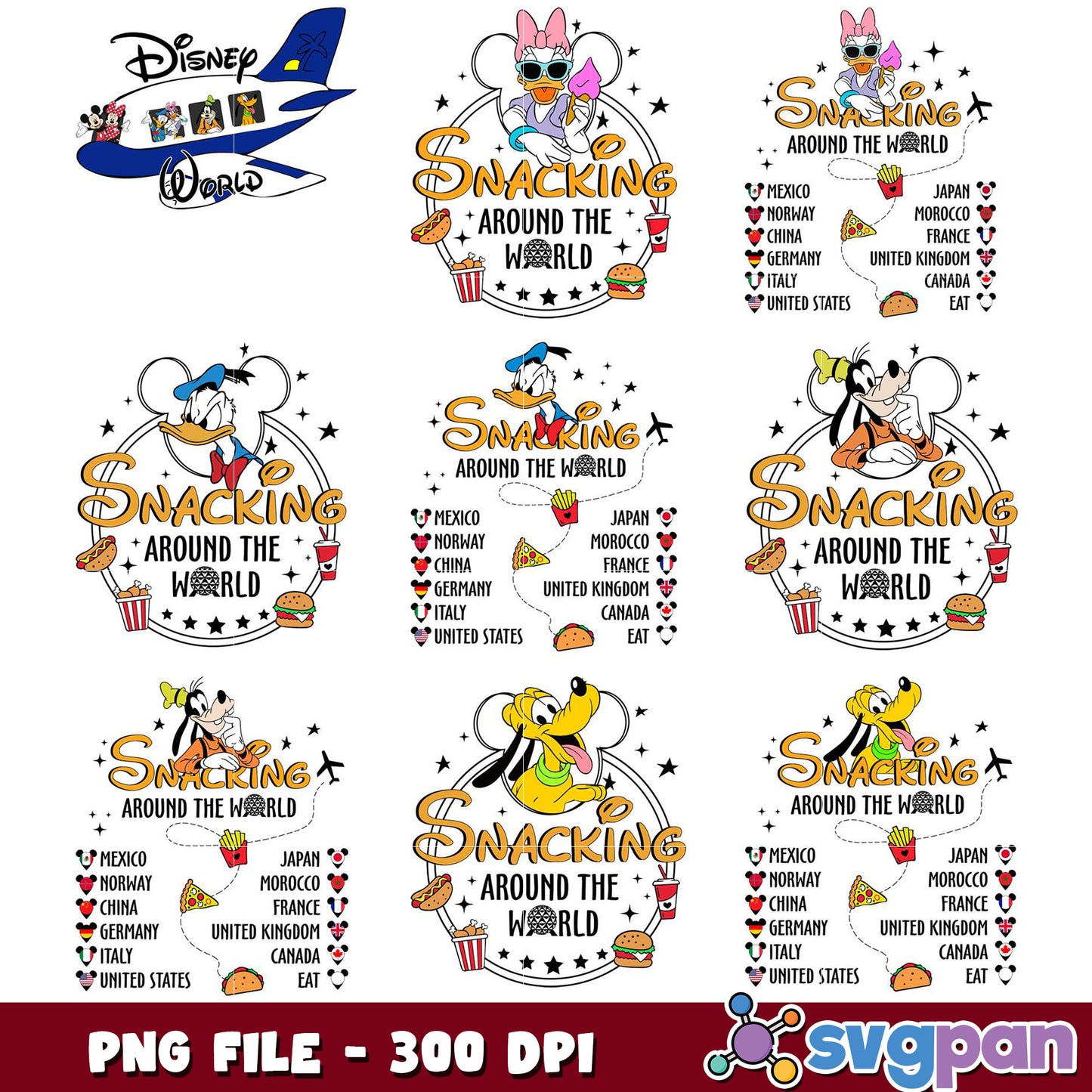 Disney Snacking Around the World PNG Bundle