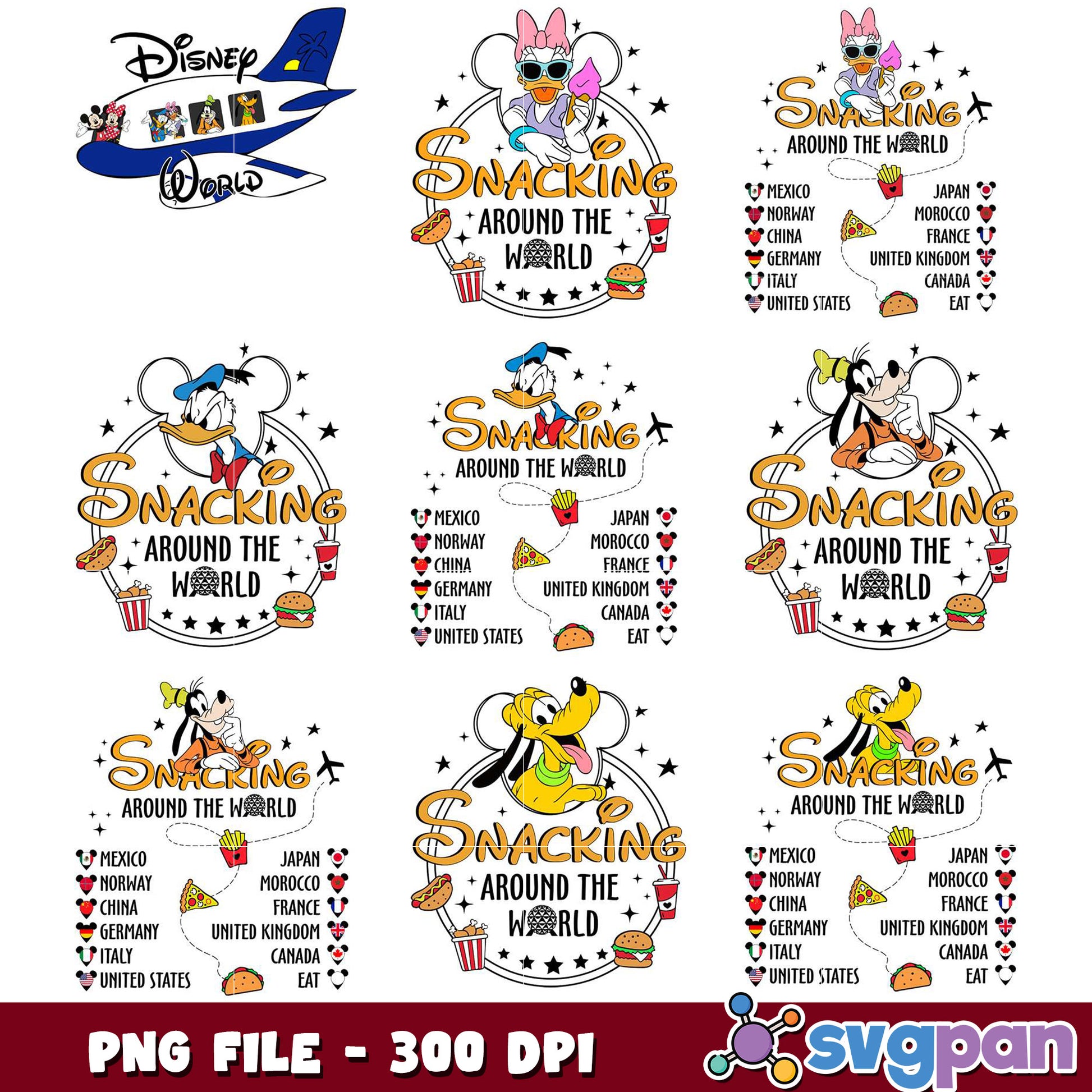 Disney Snacking Around the World PNG Bundle
