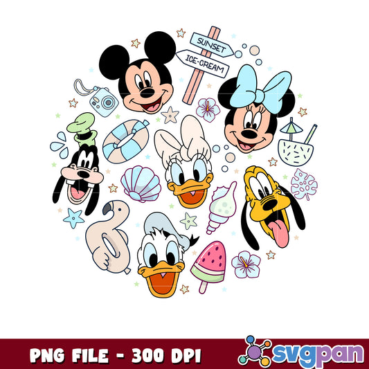 Disney Summer PNG Cartoon Characters