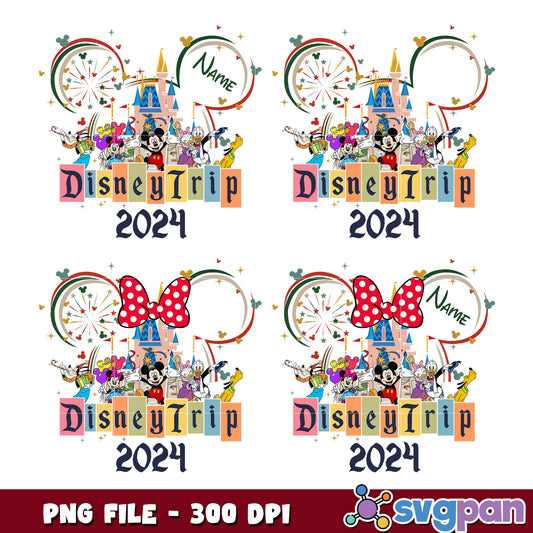 Disney Trip 2024 Custom Name PNG Bundle Design