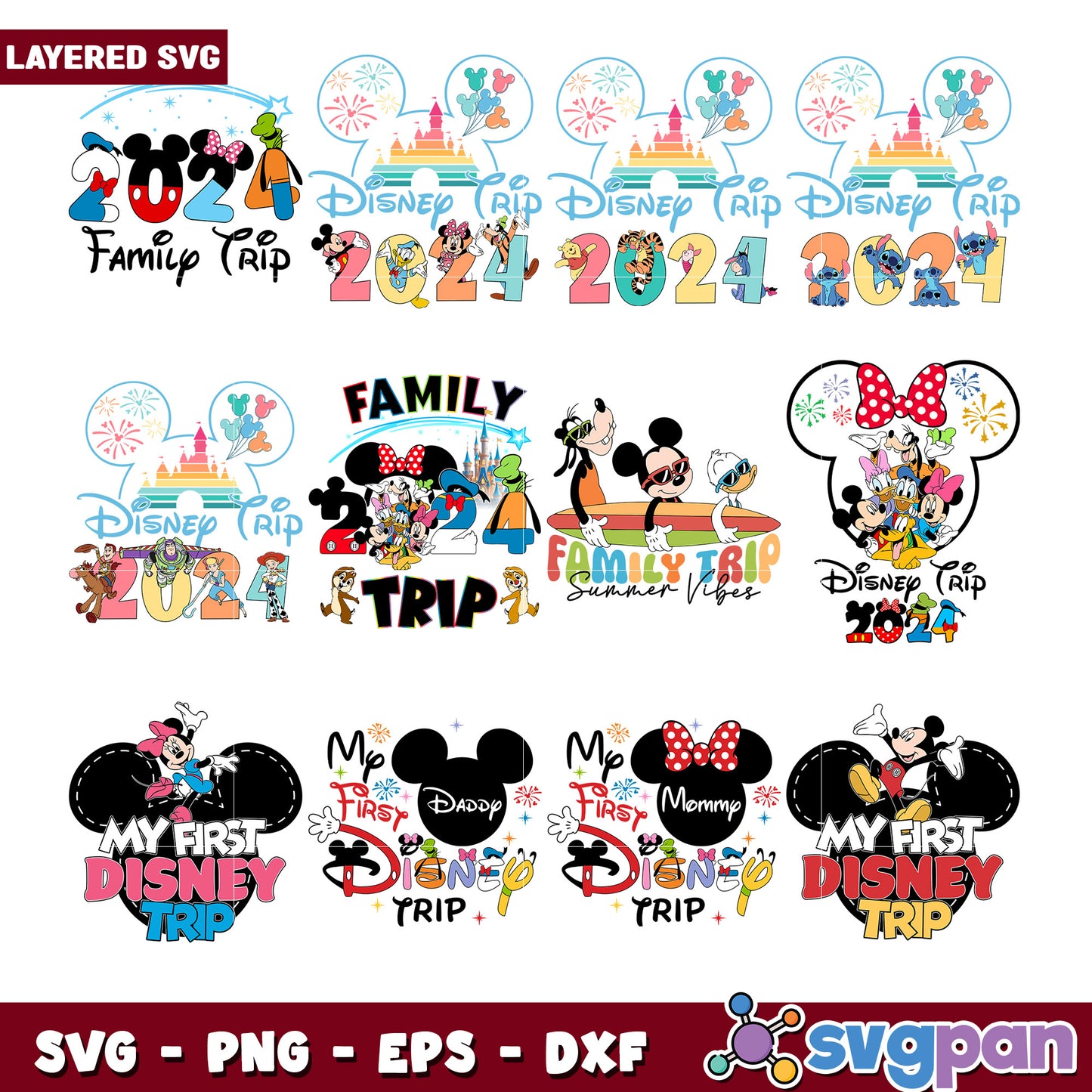 Disney Trip 2024 Family SVG Bundle for Memories