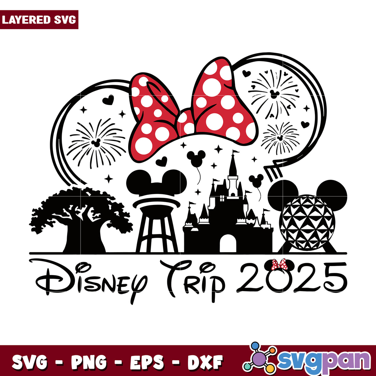 Disney Trip 2025 SVG Design with Castle and Mickey Icons