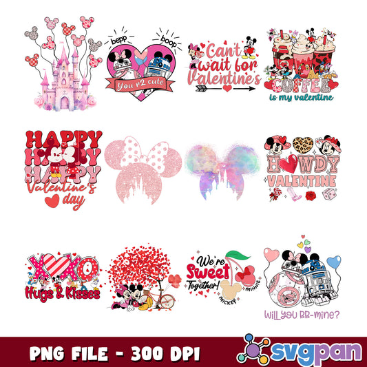 Disney Valentine's PNG Bundle