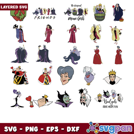 Disney Villain SVG Bundle Layered Files