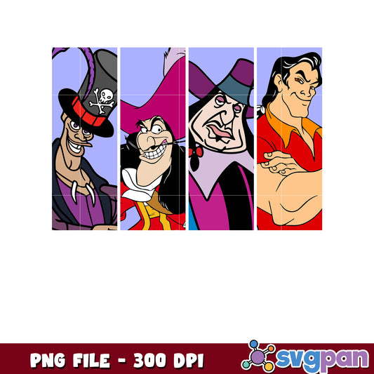 Disney Villains PNG Hades, Hook, Maleficent, Gaston
