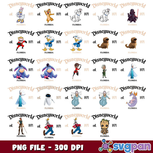 Disney World Character PNG Bundle - 300 DPI