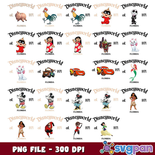 Disney World Characters Bundle PNG 300 DPI Art