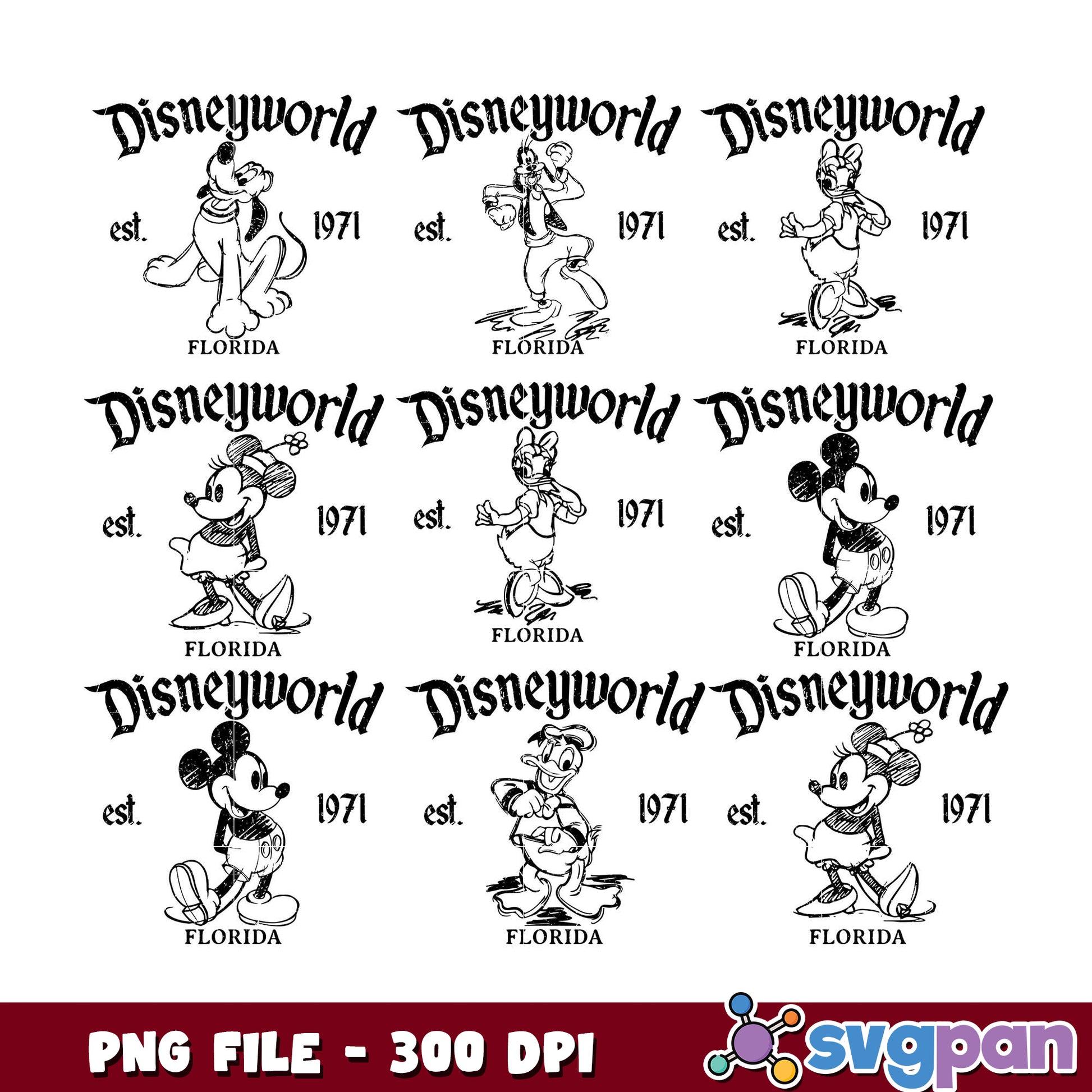 DisneyWorld Characters PNG Bundle 1971