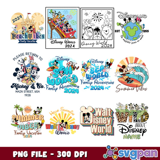 Disney World Family Vacation PNG Bundle 2024