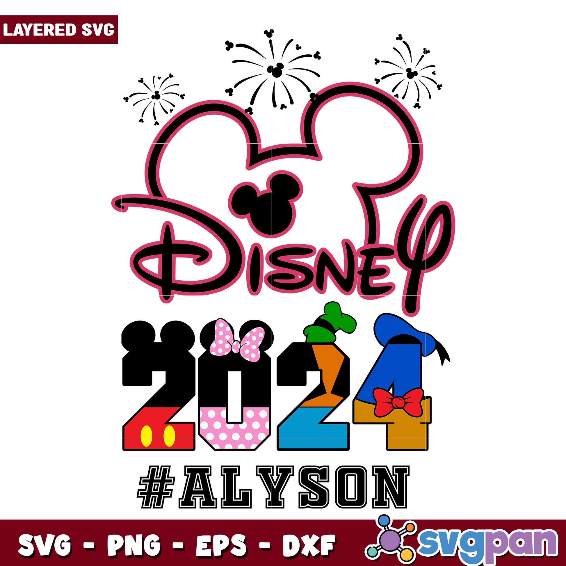 Disney 2024 alyson svg, Disney characters svg, Digital Download