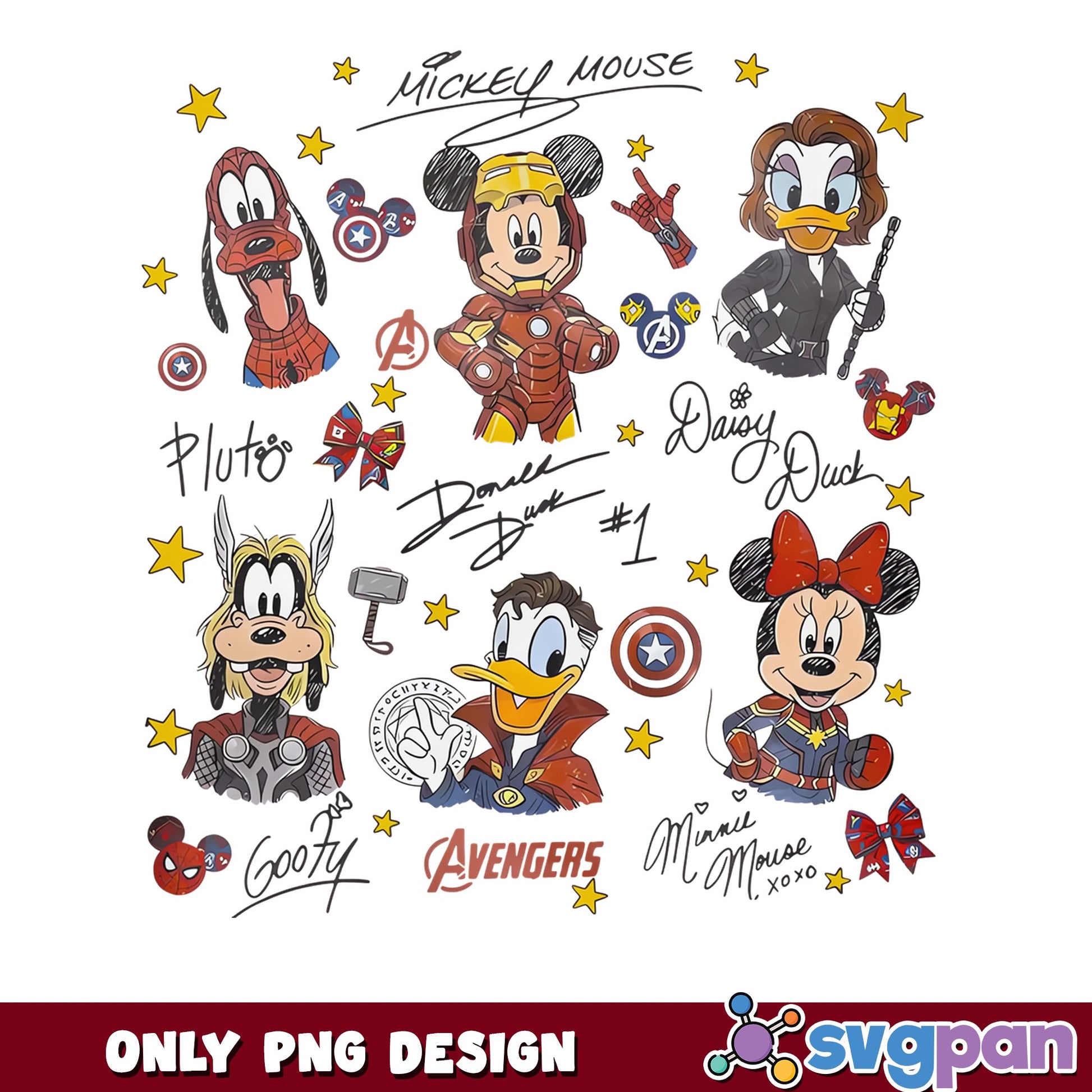 Disney Avengers PNG Bundle, Mickey Mouse Marvel PNG, Superhero PNG