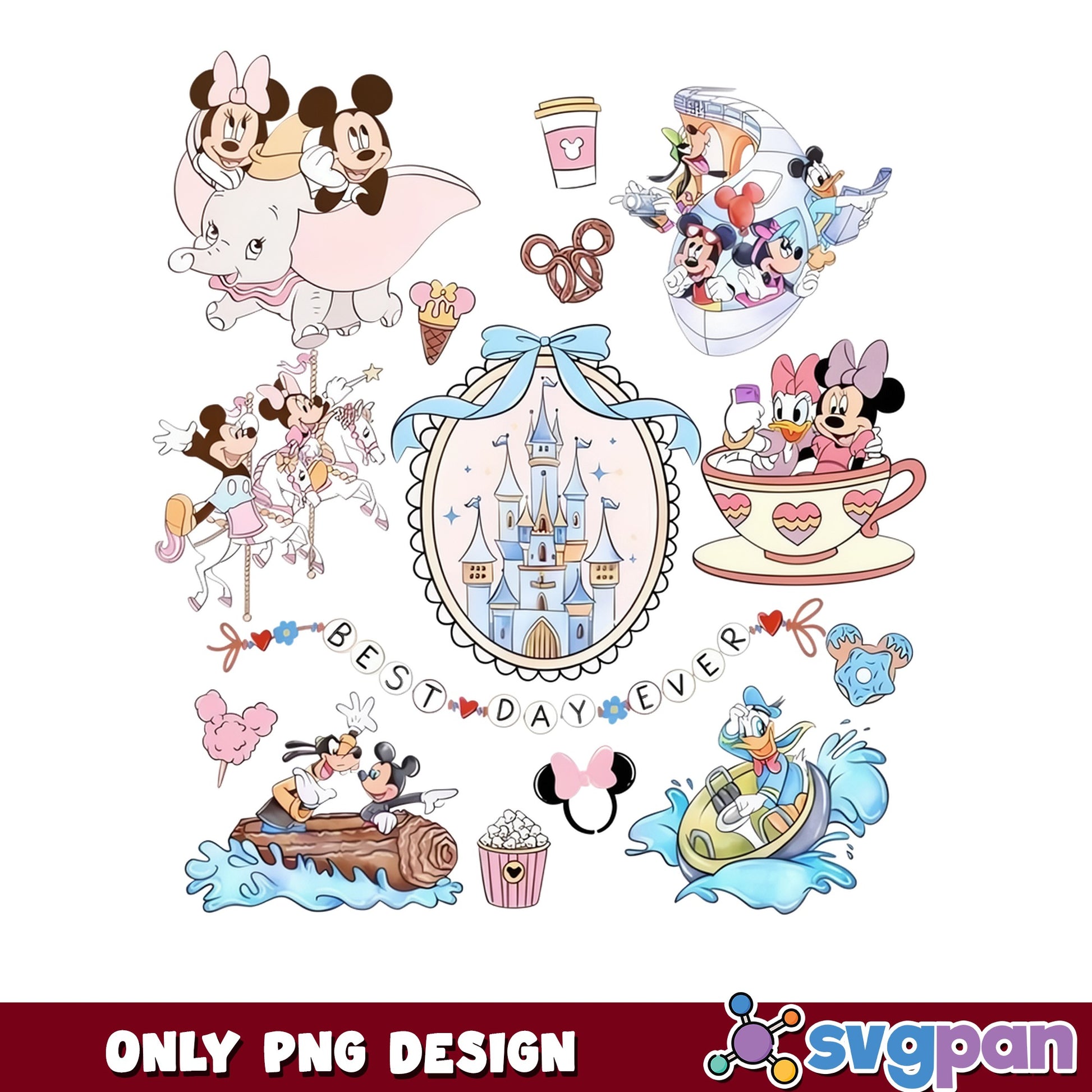 Disney Best Day Ever PNG Bundle, Mickey Minnie Castle PNG, Disneyland Trip PNG