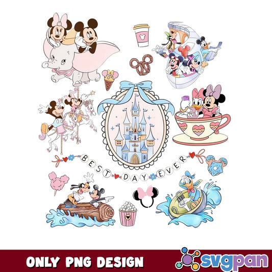 Disney Best Day Ever PNG Bundle, Mickey Minnie Castle PNG, Disneyland Trip PNG