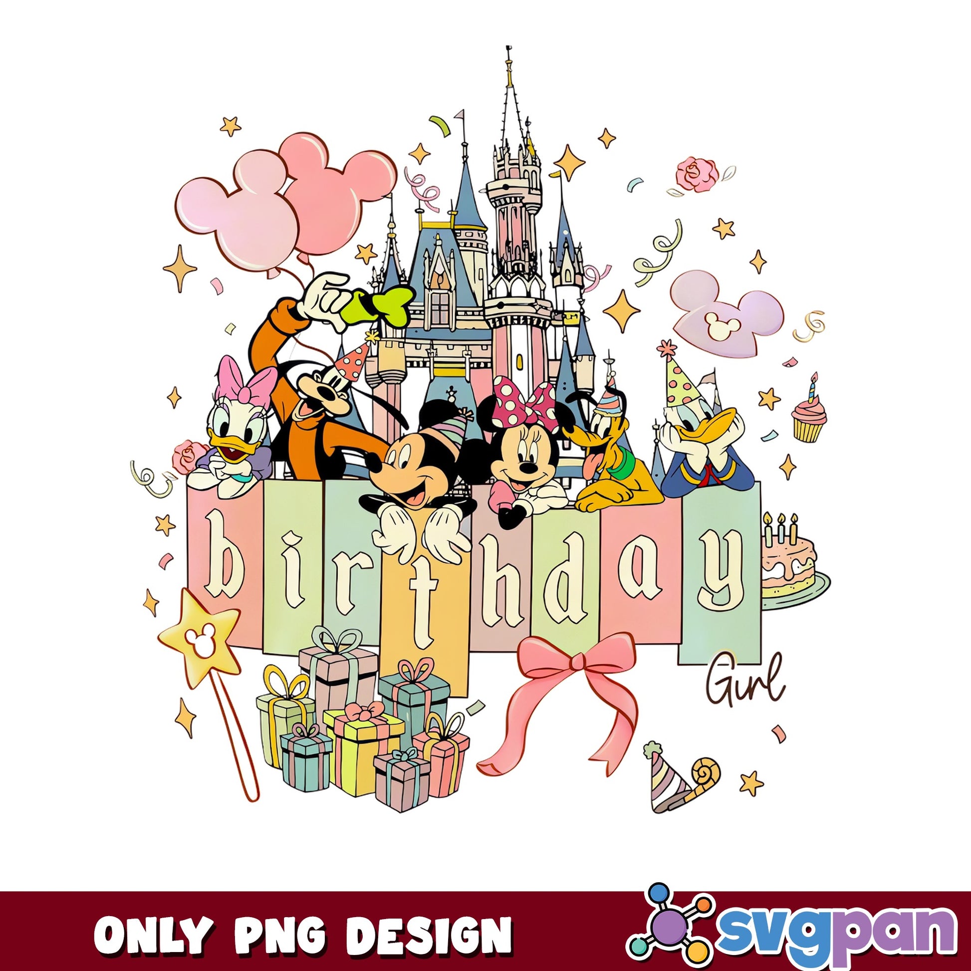 Disney Birthday Girl PNG, Mickey And Friends Castle PNG, Birthday PNG
