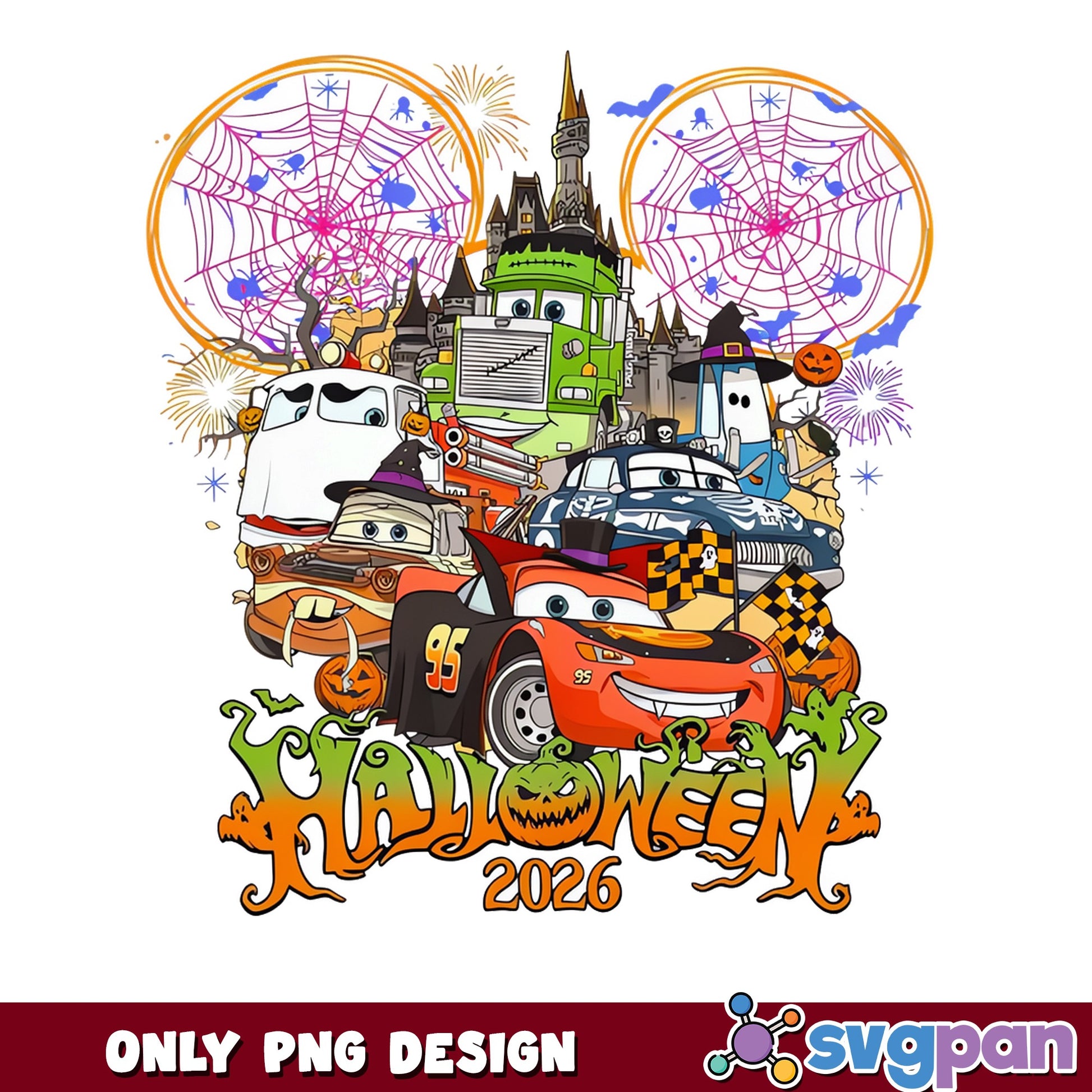 Disney Cars Halloween 2026 PNG, McQueen Spooky Cars, Halloween PNG