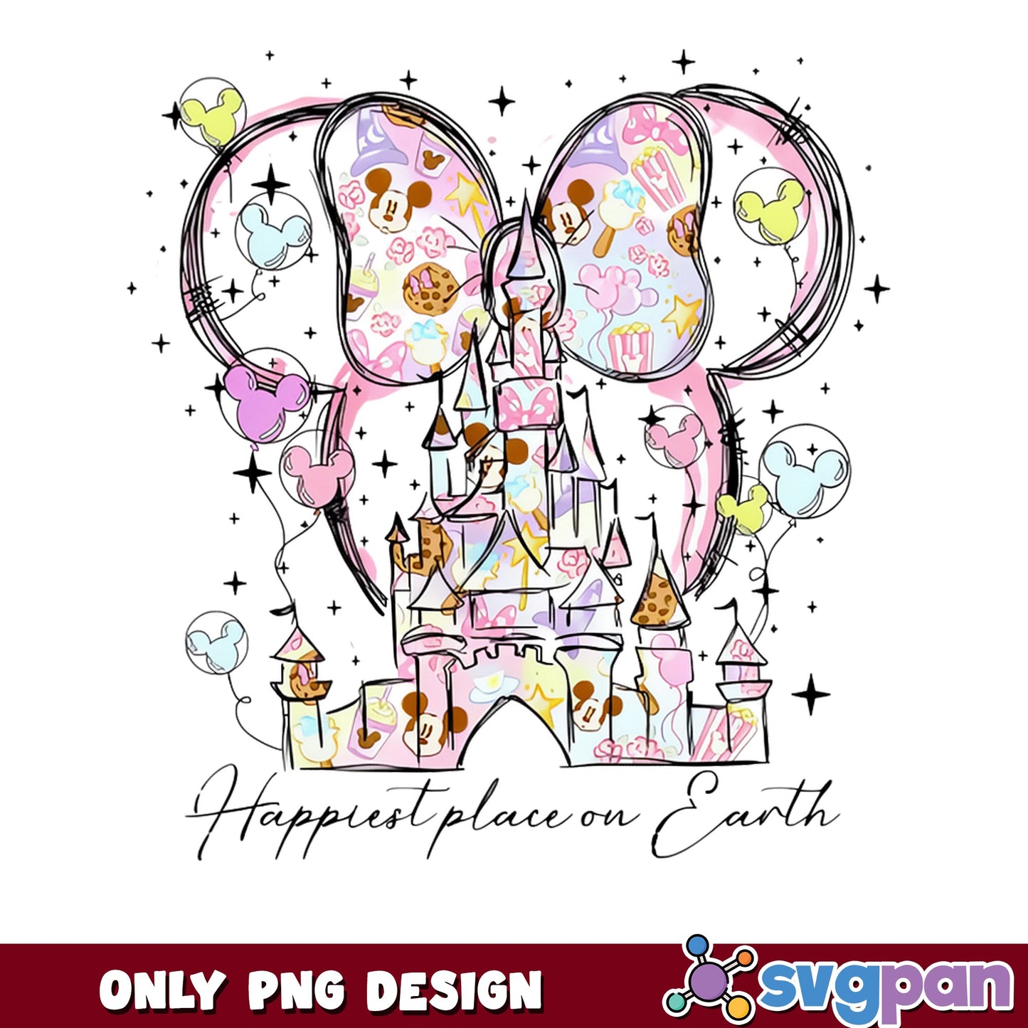 Disney Castle Happiest Place On Earth PNG, Mickey Minnie PNG, Disney Trip PNG