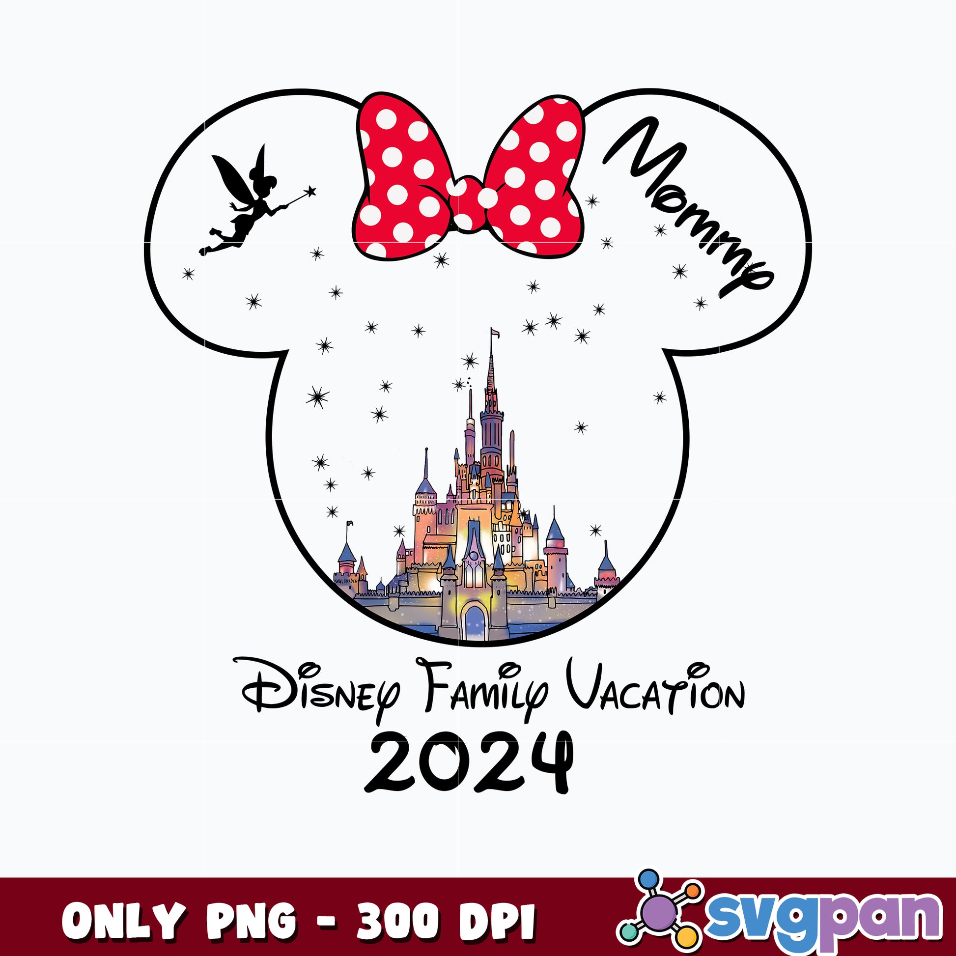 Daddy Minnie Head Disney Family Vacation 2024 png 