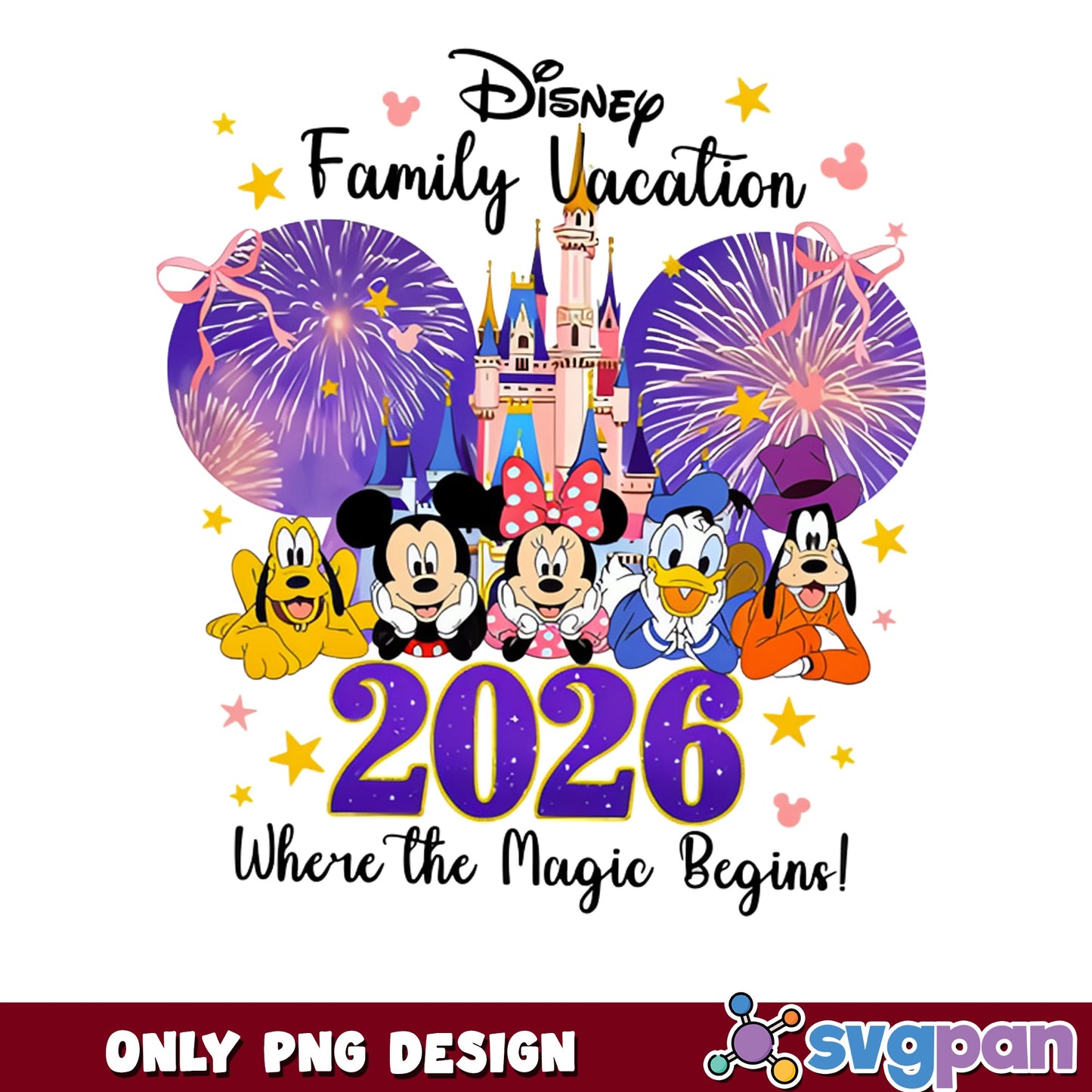Disney Family Vacation 2026 PNG, Mickey And Friends PNG, Disney Trip PNG