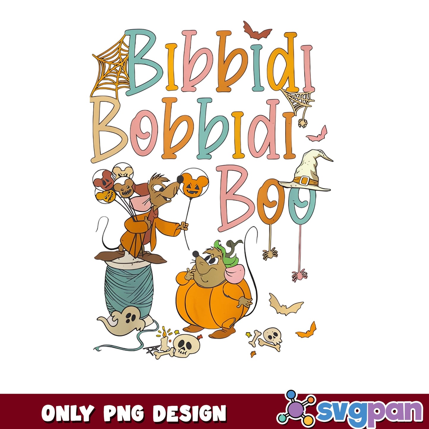 Disney Halloween Bibbidi Bobbidi Boo PNG, Cinderella Mice PNG, Halloween PNG