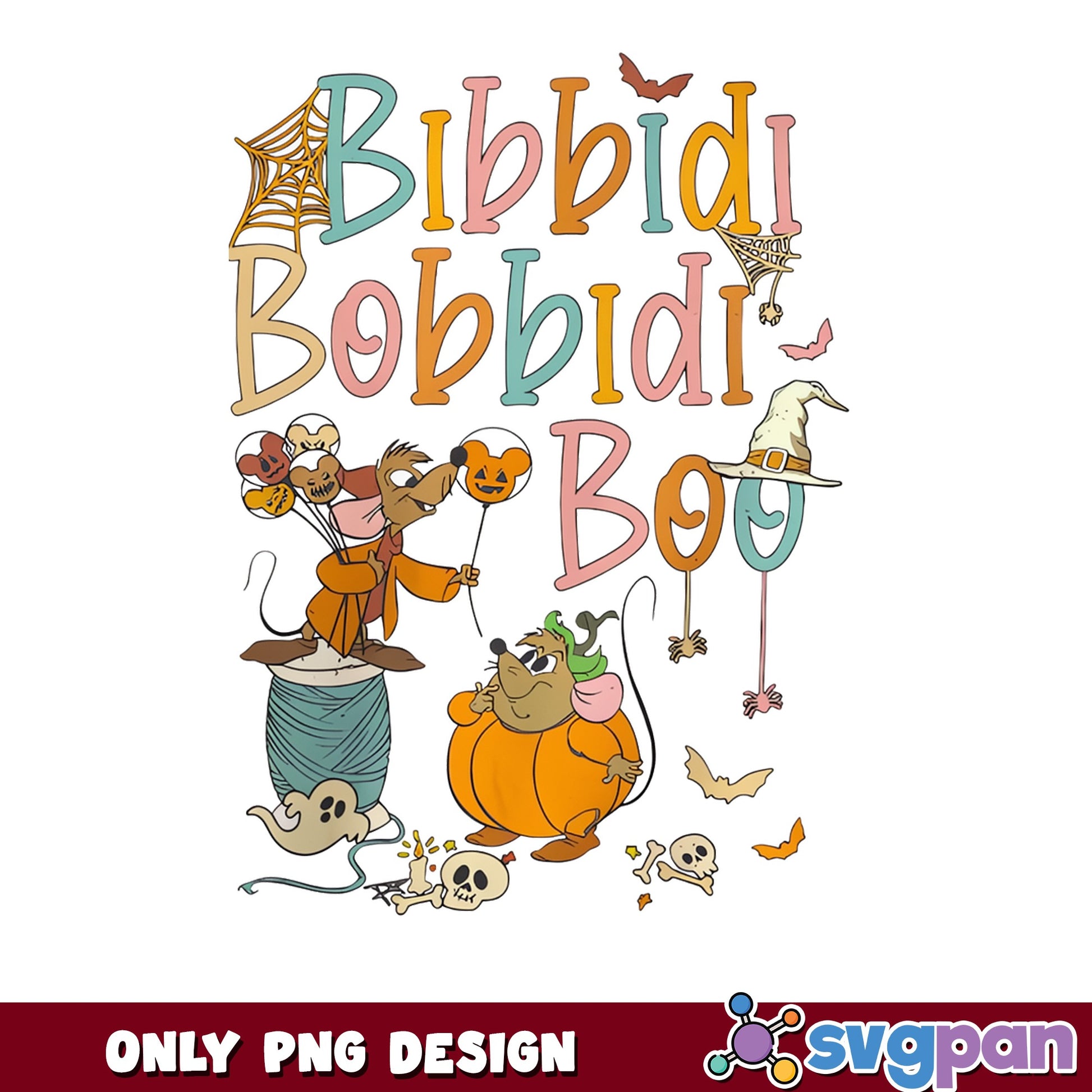 Disney Halloween Bibbidi Bobbidi Boo PNG, Cinderella Mice PNG, Halloween PNG