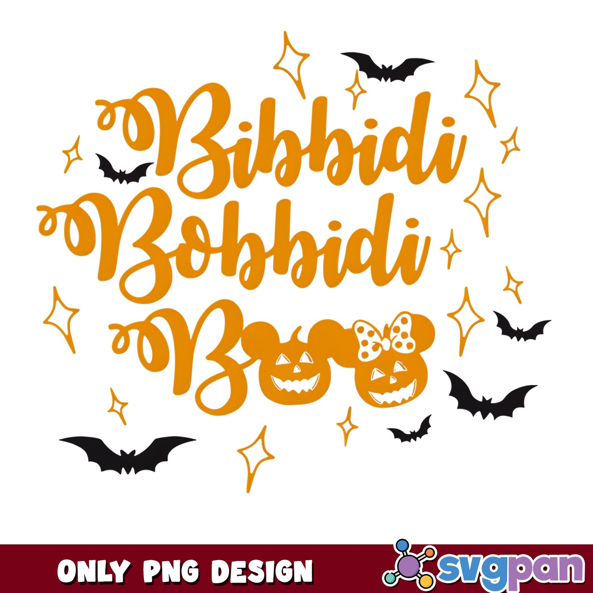 Disney Halloween Bibbidi Bobbidi Boo PNG, Minnie Pumpkin PNG, Halloween PNG