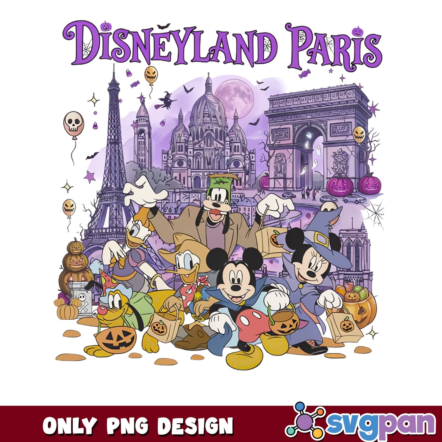 Disney Halloween Disneyland Paris PNG, Mickey Friends Trick Or Treat, Spooky Halloween PNG