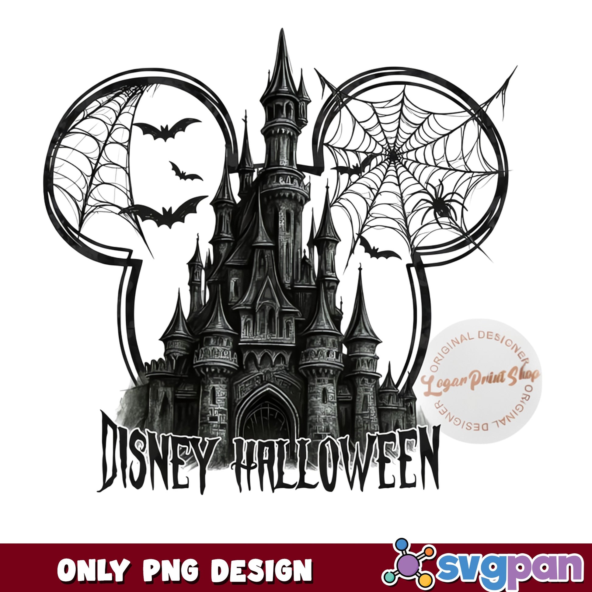 Disney Halloween Haunted Castle Mickey PNG, Halloween PNG, Spooky Disney PNG