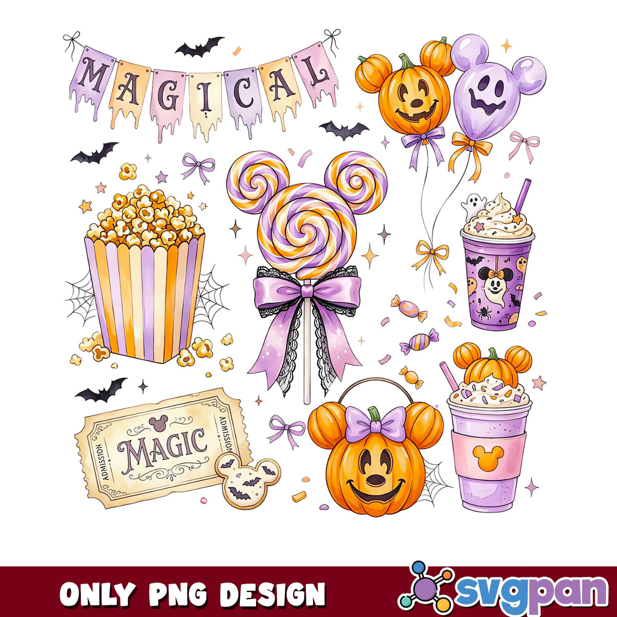 Disney Halloween Magical Clipart PNG, Mickey Pumpkin Treats, Spooky