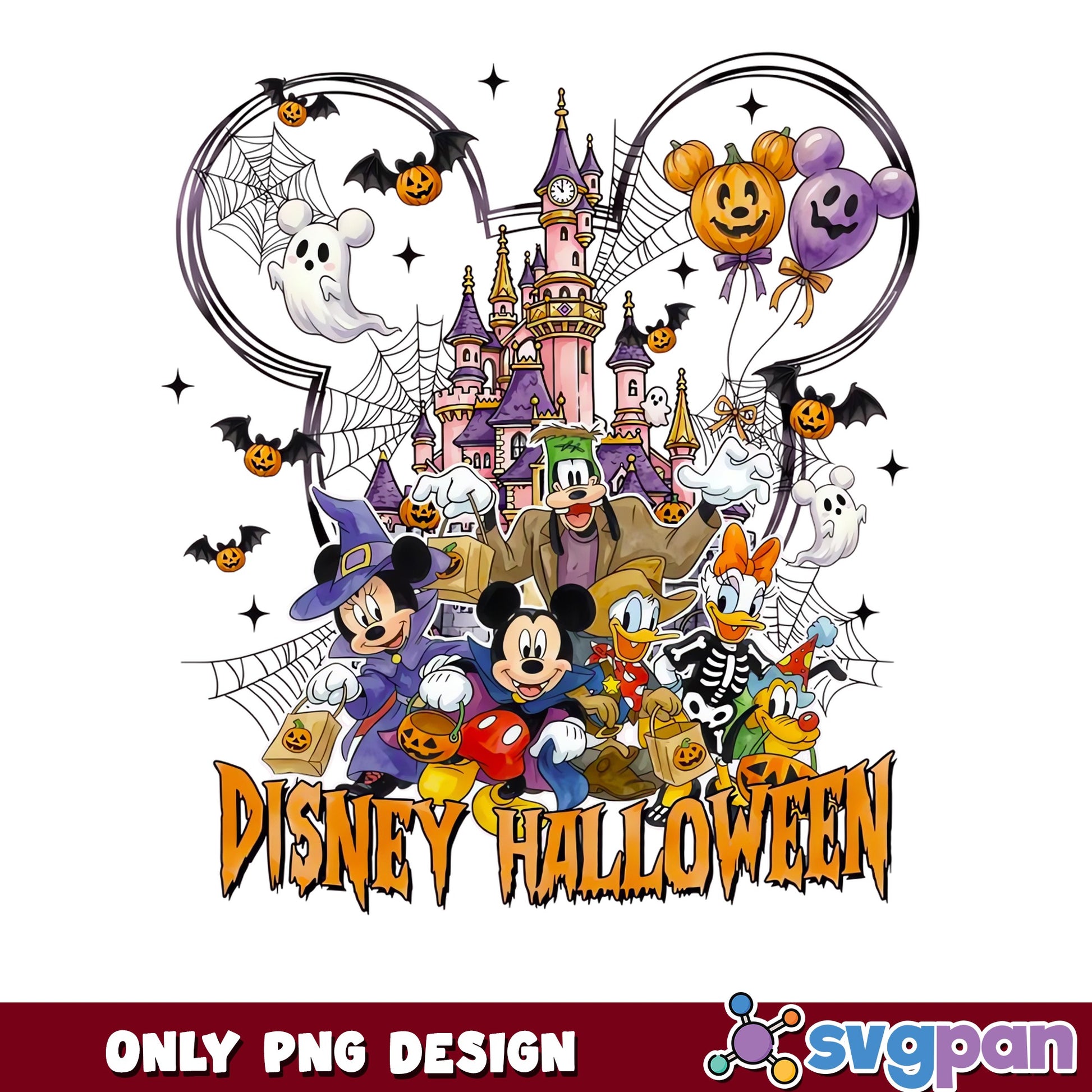 Disney Halloween Mickey And Friends Castle PNG, Trick Or Treat, Spooky