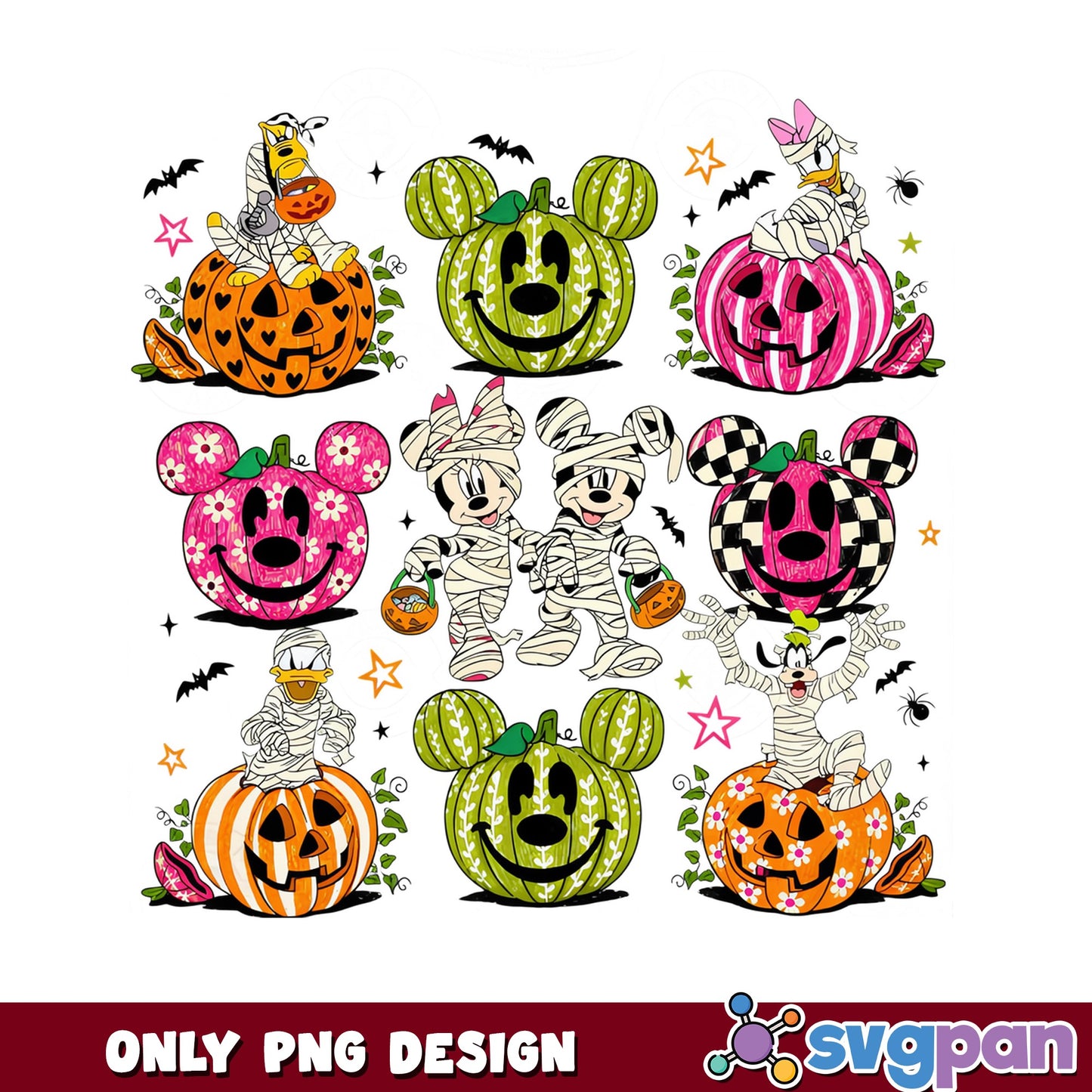 Disney Halloween Mummy PNG, Mickey And Friends Pumpkin PNG, Trick Or Treat PNG
