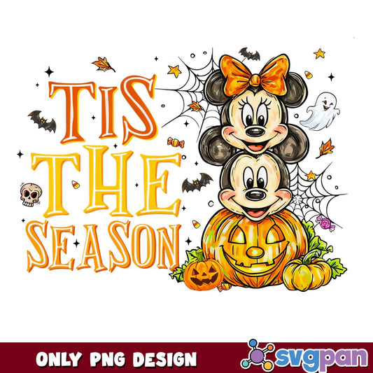 Disney Halloween Tis The Season PNG, Mickey Minnie PNG, Pumpkin PNG