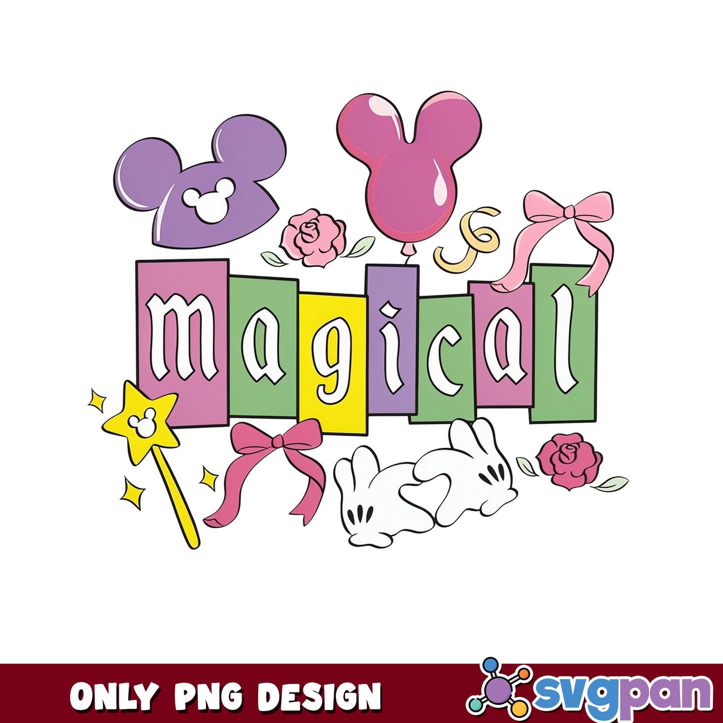Disney Magical PNG, Mickey Mouse Ears Magic Wand PNG, Disney Trip PNG