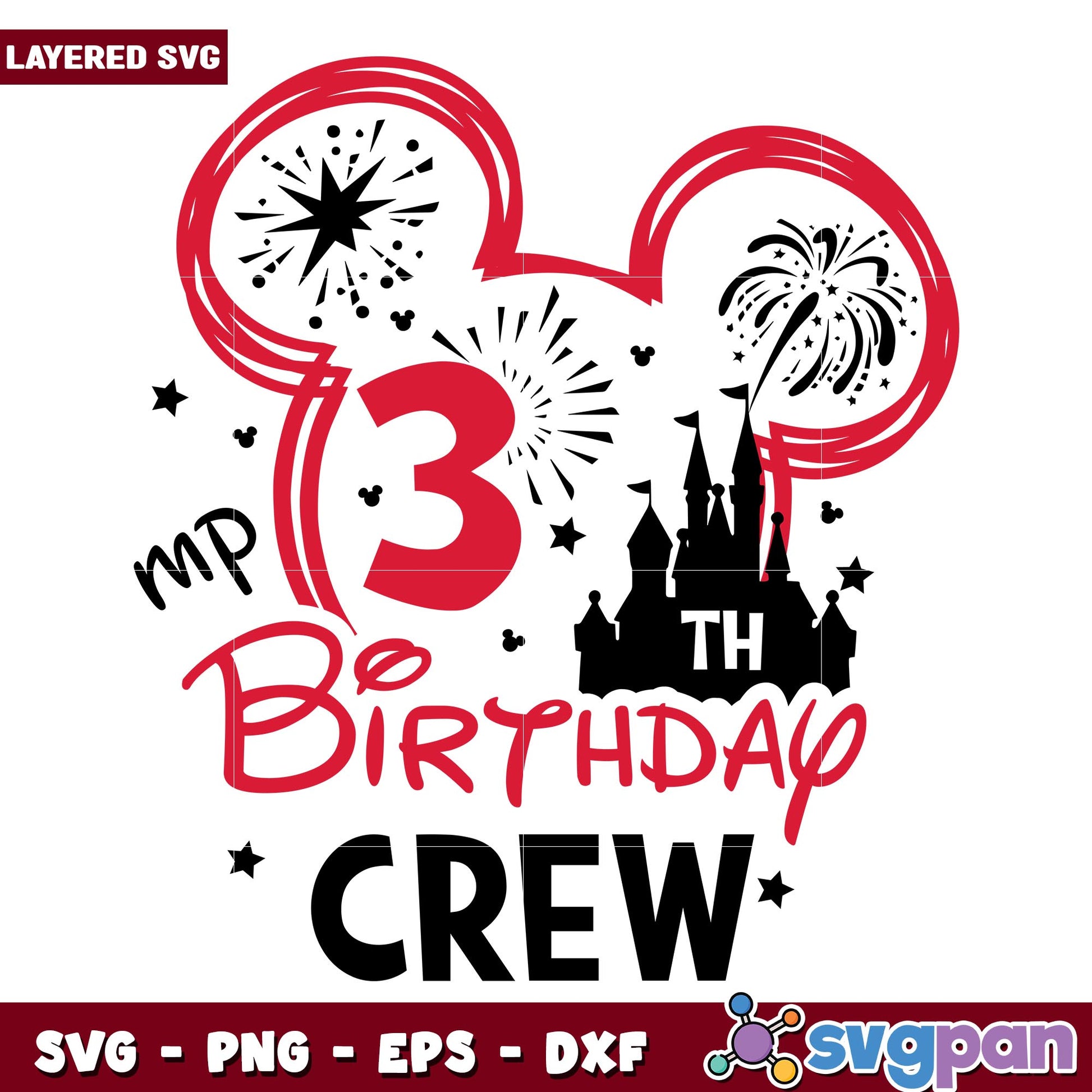 Disney Mickey 3rd Birthday Crew svg,  Disney characters svg, digital download  