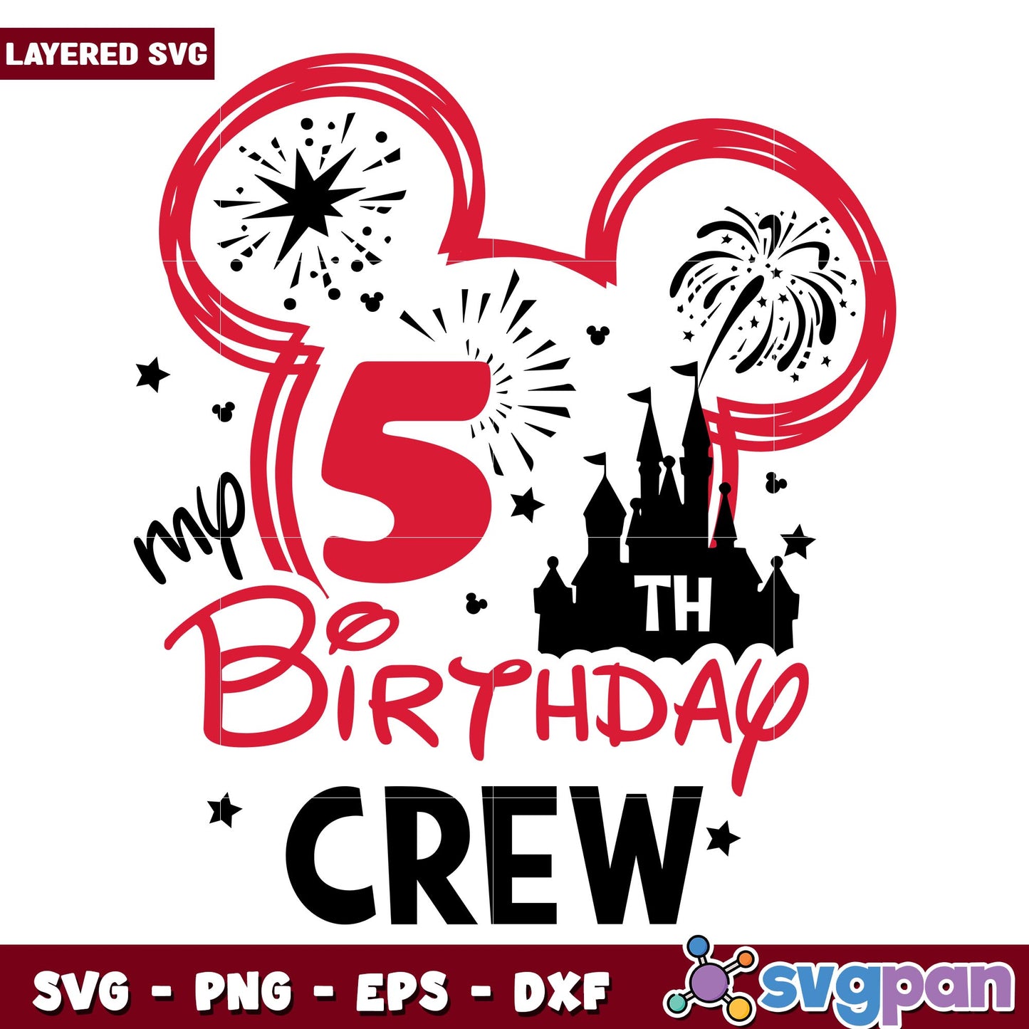 Disney Mickey 5th Birthday Crew svg, Disney characters svg, digital download 