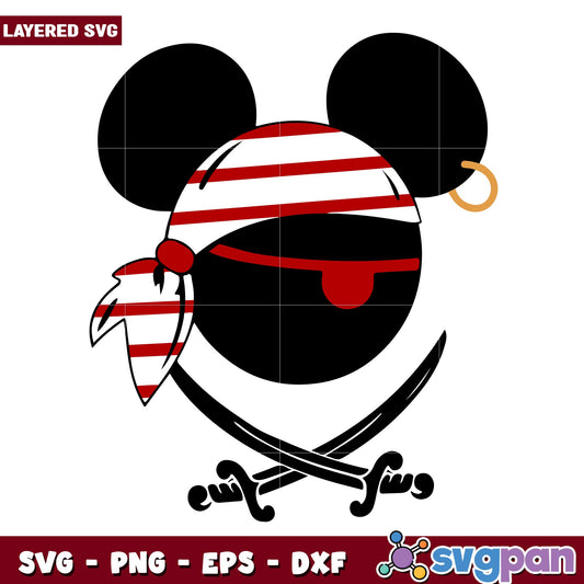 Disney Mickey Mouse Cute Pirate svg, Disney characters svg, Digital Download