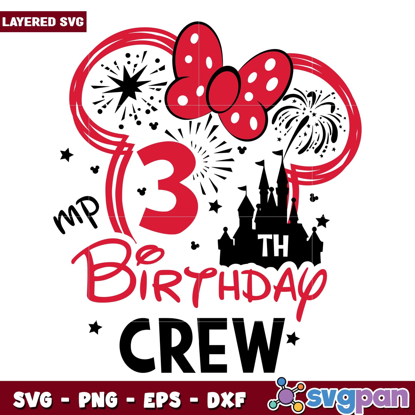 Disney Minnie 3rd Birthday Crew svg, Disney characters svg, digital download  
