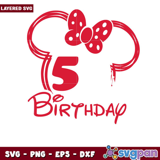 Disney Minnie 5th Birthday Crew white svg, Disney characters svg, digital download 