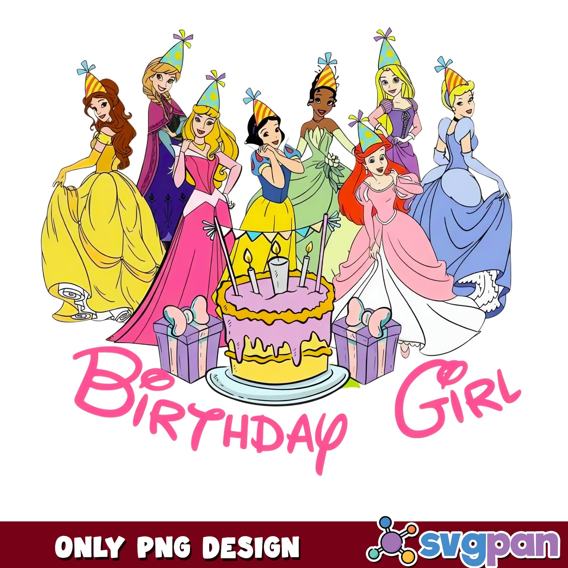 Disney Princess Birthday Girl PNG, Princess Birthday PNG, Disney PNG