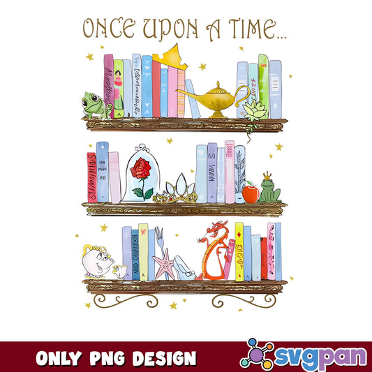 Disney Princess Bookshelf Once Upon A Time PNG, Disney PNG, Princess PNG