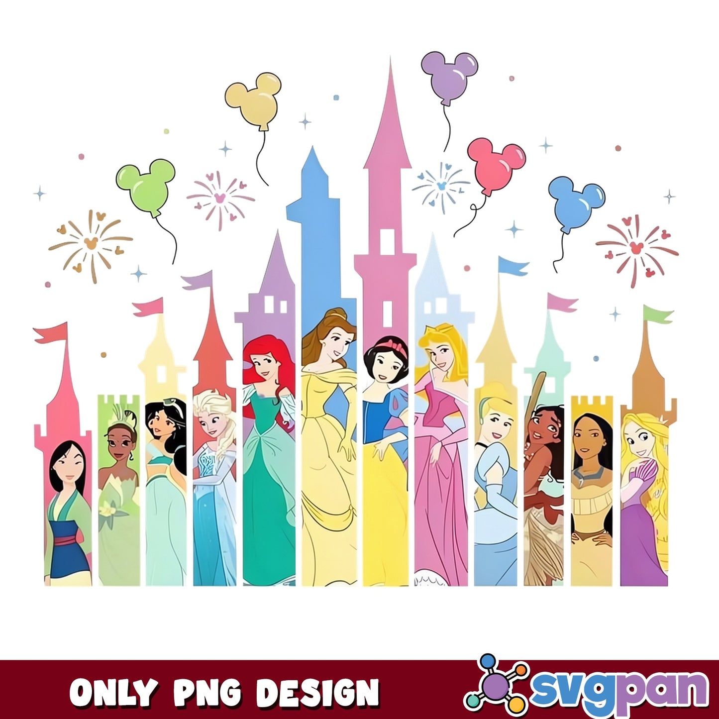 Disney Princess Castle PNG, All Princess Bundle PNG, Disney PNG