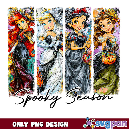 Disney Princess Halloween Spooky Season PNG, Ariel Cinderella Belle
