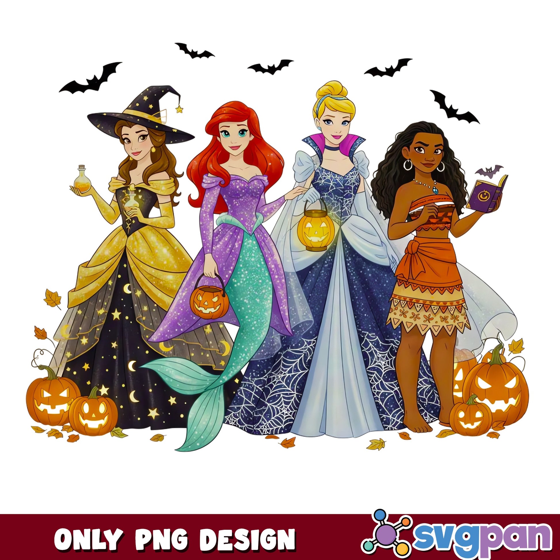 Disney Princess Halloween Witch PNG, Belle Ariel Moana, Cinderella PNG