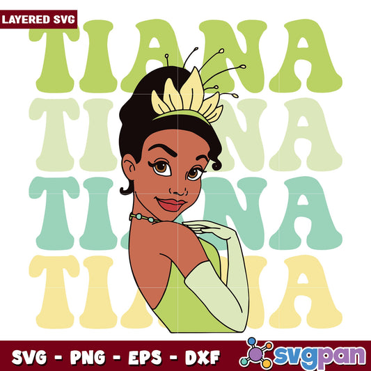Disney Princess Tiana  Svg, Disney princess name svg, digital download