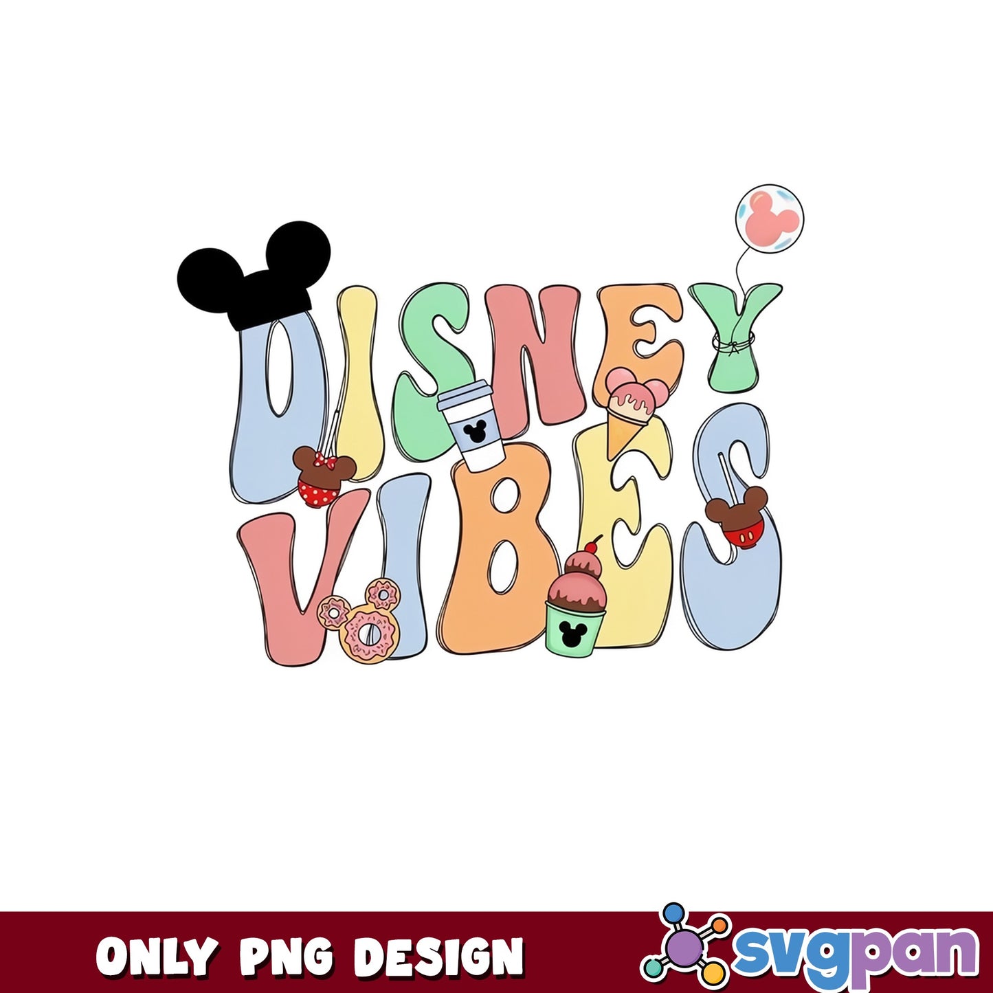 Disney Vibes PNG, Mickey Mouse Disney Trip PNG, Retro Disney PNG
