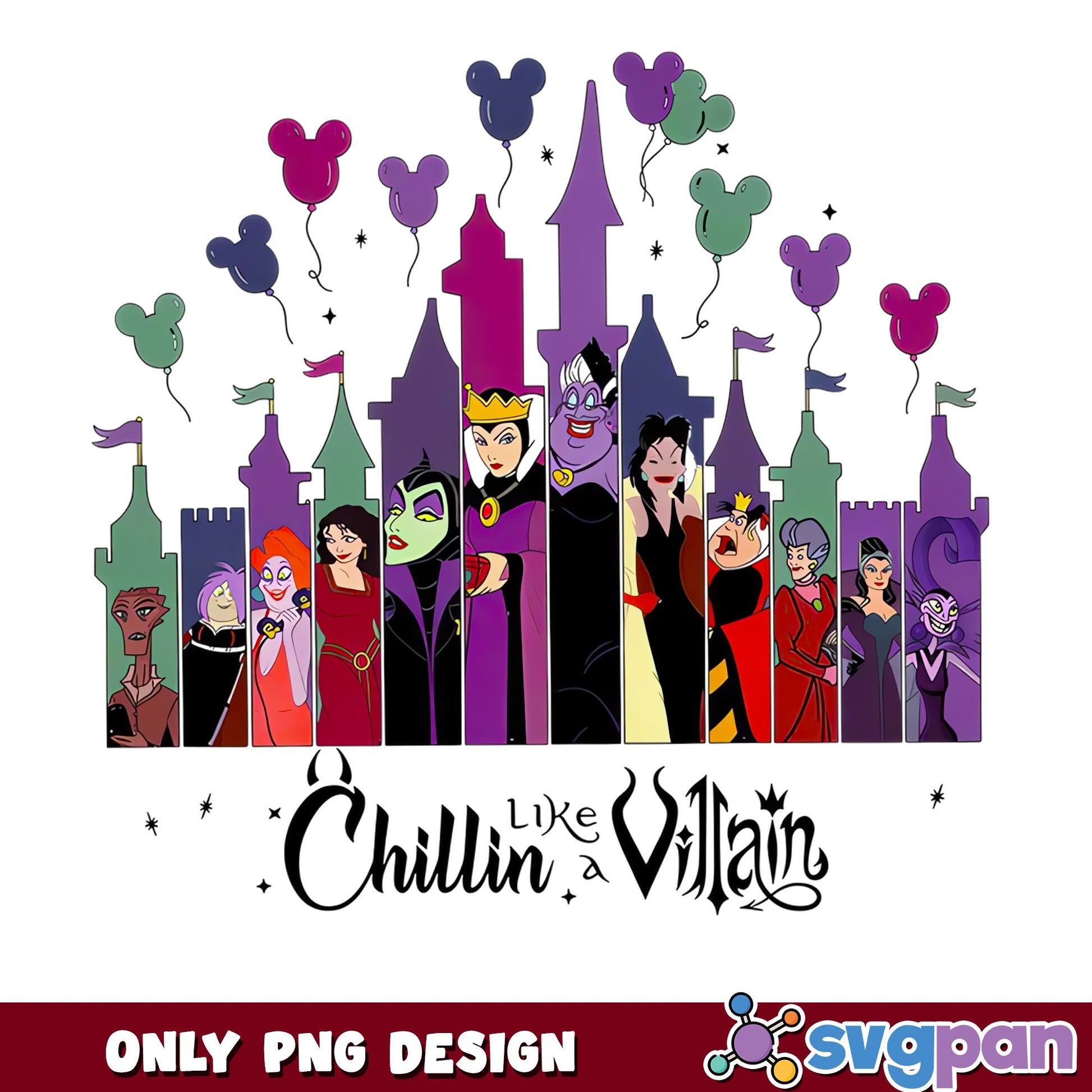 Disney Villains Chillin Like A Villain Castle Balloons PNG, Maleficent