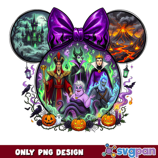 Disney Villains Halloween Minnie Ears PNG, Maleficent Jafar Ursula