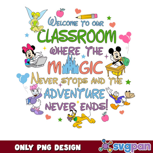Disney Welcome To Our Classroom PNG, Teacher PNG, Mickey PNG