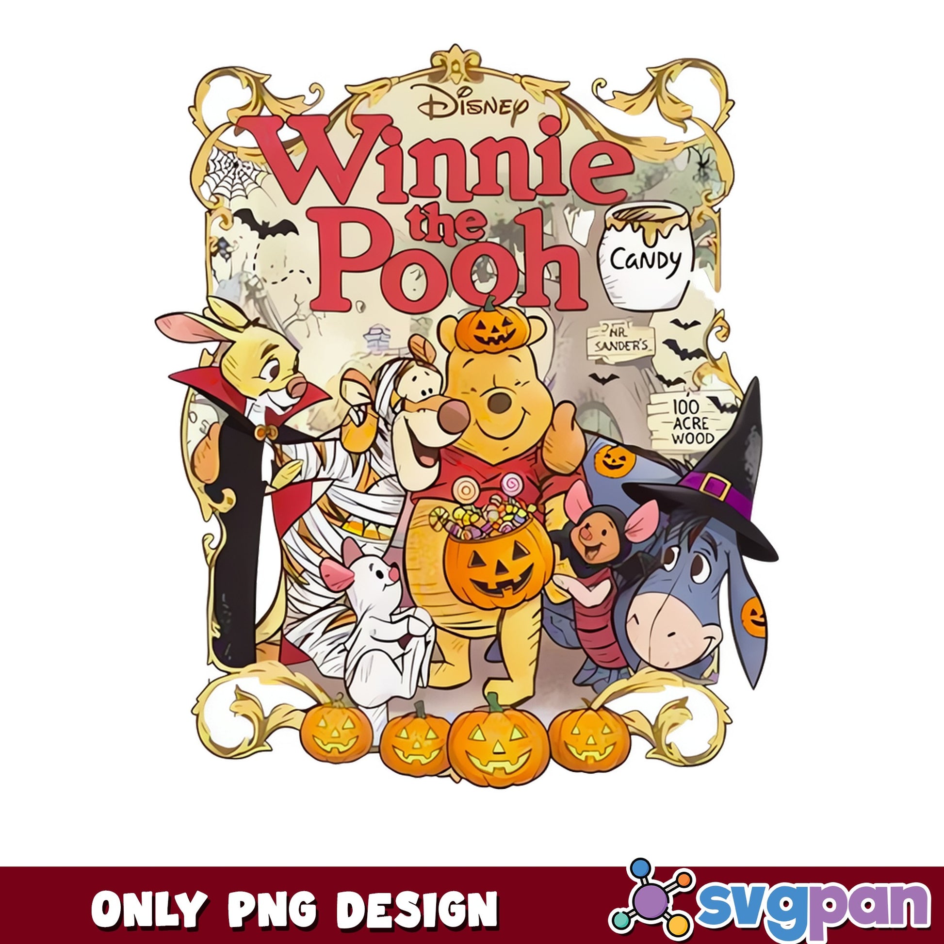 Disney Winnie The Pooh Halloween PNG, Pooh Bear PNG, Trick Or Treat PNG